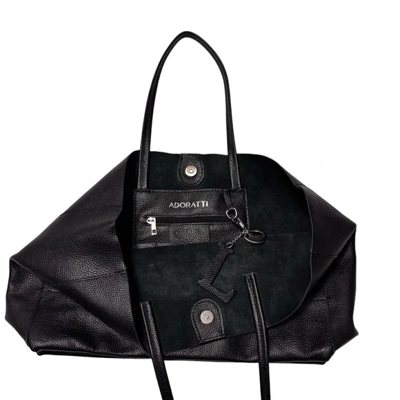 Adoratti Leather Carryall Tote Black Italian Leather NWOT Elegant Tote Bag - Picture 8 of 16